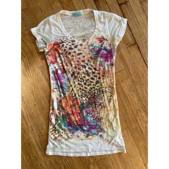 HIP Happening in the Present Y2K Long T Shirt Vibrant Motifs Womens Size M - Picture 1 of 5